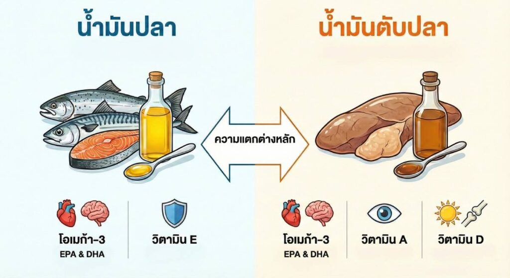 ความแตกต่างระหว่างน้ำมันปลากับน้ำมันตับปลา